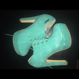 Teal Lace Up Booties